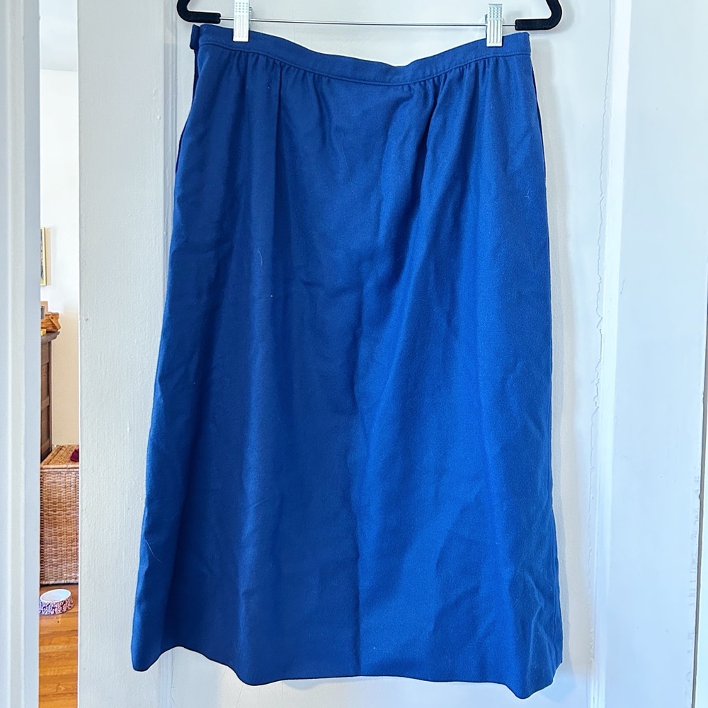 Vintage Blue Pendleton Wool Midi Skirt